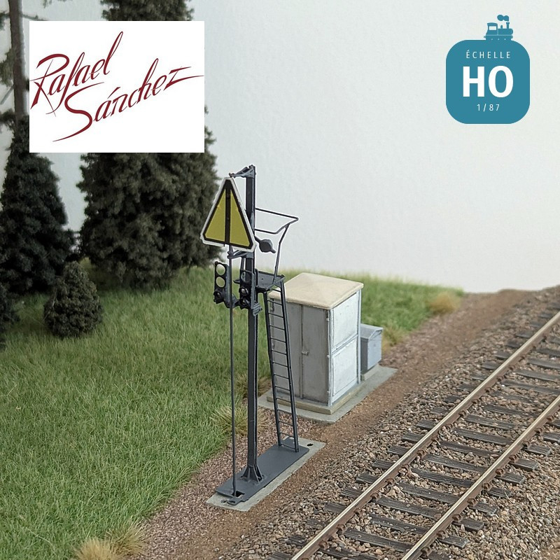 Signal mécanique SNCF unifié Ralentissement Epoque IV (mât gris foncé) HO Rafael Sanchez FR0154 - Maketis
