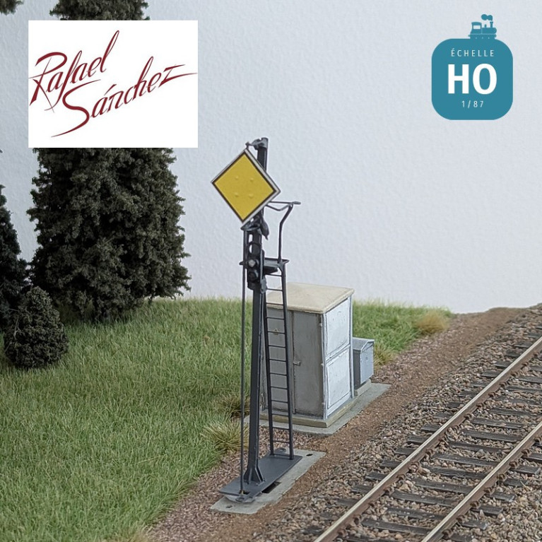 Signal mécanique SNCF unifié Avertissement Epoque IV (mât gris foncé) HO Rafael Sanchez FR0144 - Maketis Signal mécanique SNCF unifié Avertissement Epoque IV (mât gris foncé) HO Rafael Sanchez FR0144 - Maketis