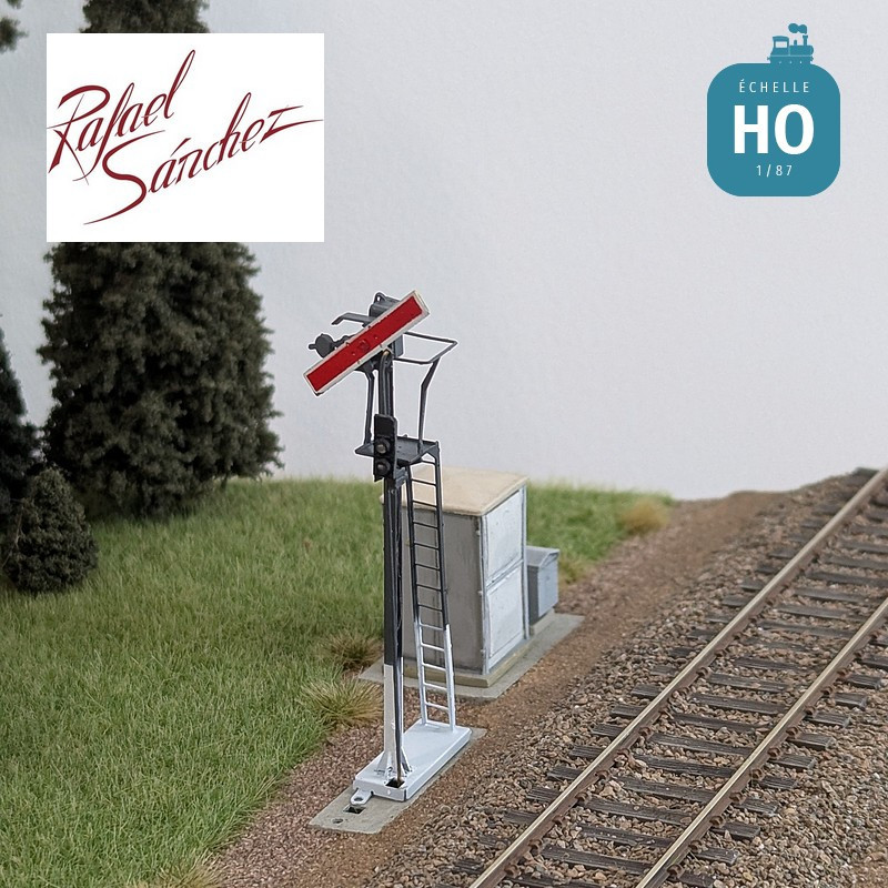 Signal mécanique SNCF unifié Sémaphore 1958 Epoque III/IV (mât gris foncé) HO Rafael Sanchez FR0213 - Maketis