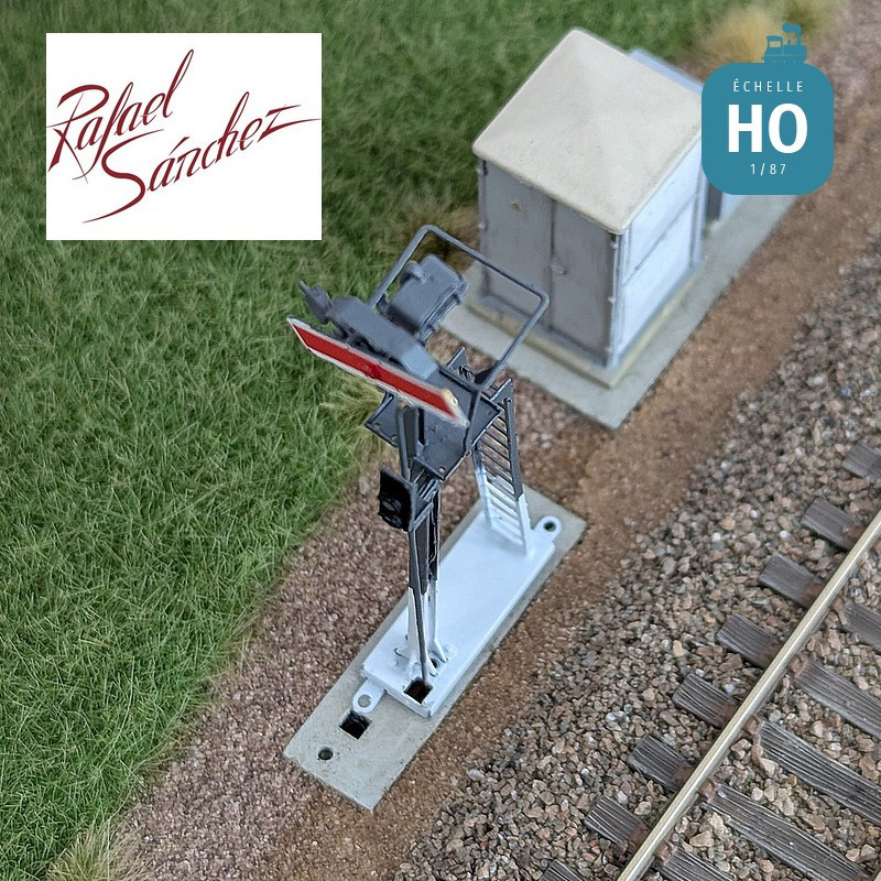 Signal mécanique SNCF unifié Sémaphore 1958 Epoque III/IV (mât gris foncé) HO Rafael Sanchez FR0213 - Maketis