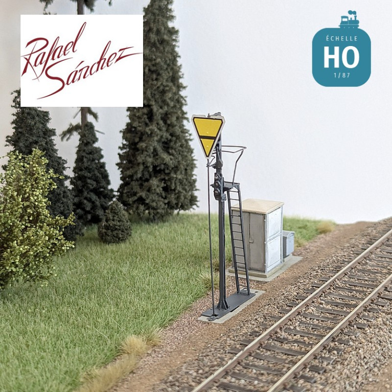 Unified SNCF mechanical signal Reminder of slowing down Period IV (dark grey mast) HO Rafael Sanchez FR0164 - Maketis Unified SNCF mechanical signal Reminder of slowing down Period IV (dark grey mast) HO Rafael Sanchez FR0164 - Maketis