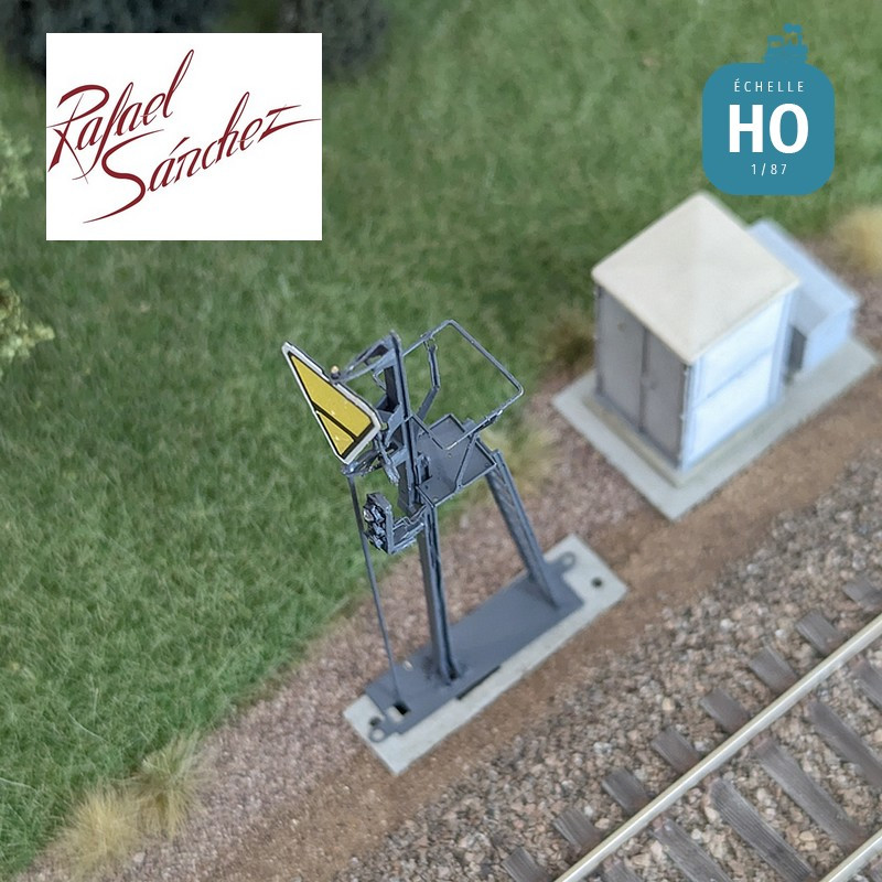 Unified SNCF mechanical signal Reminder of slowing down Period IV (dark grey mast) HO Rafael Sanchez FR0164 - Maketis
