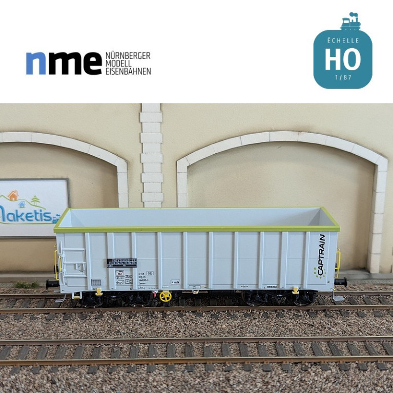 Wagon tombereau Eamnos 57m³ CAPTRAIN gris clair Ep VI HO NME 542605 - Maketis