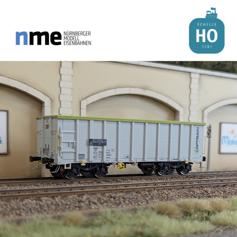 Wagon tombereau Eamnos 57m³ CAPTRAIN gris clair Ep VI HO NME 542605 - Maketis