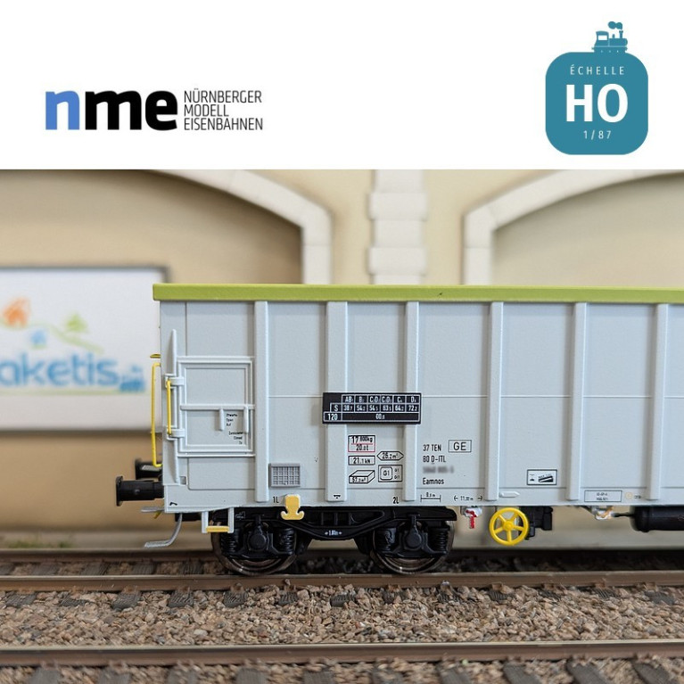 Wagon tombereau Eamnos 57m³ CAPTRAIN gris clair Ep VI HO NME 542605 - Maketis