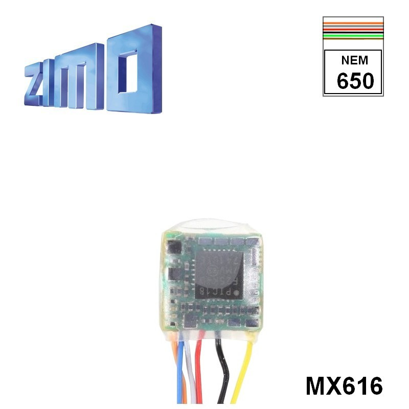 Décodeur miniature Zimo MX616 DCC 6 fonctions fils nus MX616- Maketis