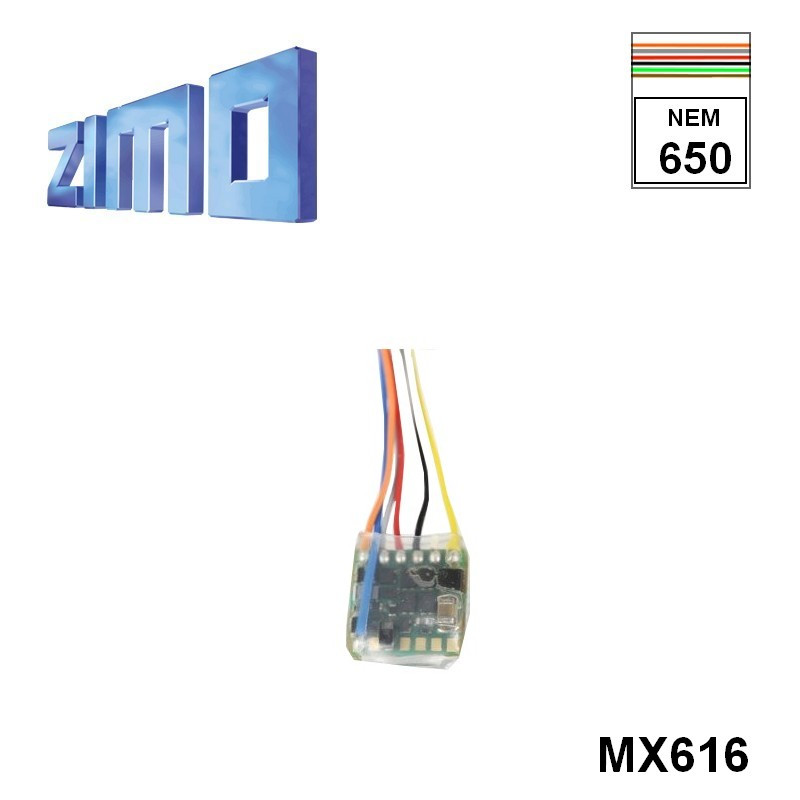 Décodeur miniature Zimo MX616 DCC 6 fonctions fils nus MX616- Maketis