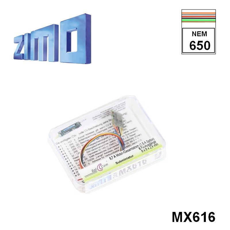 Décodeur miniature Zimo MX616 DCC 6 fonctions fils nus MX616- Maketis