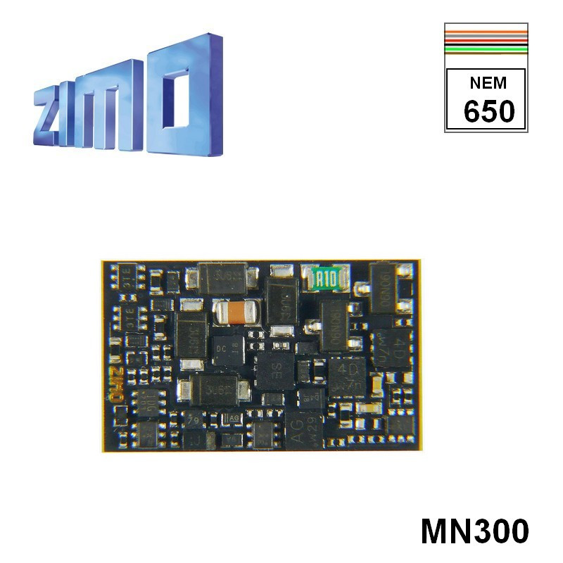 Décodeur miniature Zimo MN300 DCC 6 fonctions fils nus MN300 - Maketis