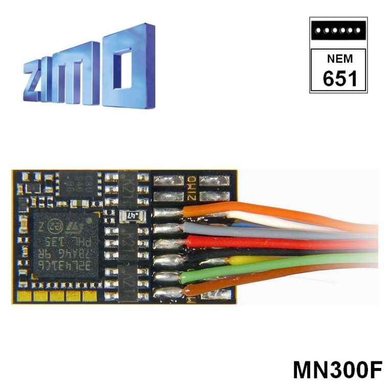 Décodeur miniature Zimo MN300 DCC 6 fonctions 6 broches NEM651 MN300F - Maketis Décodeur miniature Zimo MN300 DCC 6 fonctions 6 broches NEM651 MN300F - Maketis