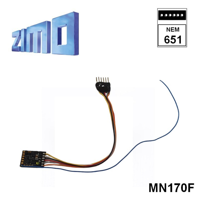 Décodeur miniature Zimo MN170 DCC 6 fonctions 6 broches NEM651 MN170F - Maketis Décodeur miniature Zimo MN170 DCC 6 fonctions 6 broches NEM651 MN170F - Maketis
