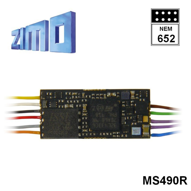 Décodeur miniature sonore 16 bits Zimo MS490 DCC 8 broches NEM652 MS490R - Maketis Décodeur miniature sonore 16 bits Zimo MS490 DCC 8 broches NEM652 MS490R - Maketis