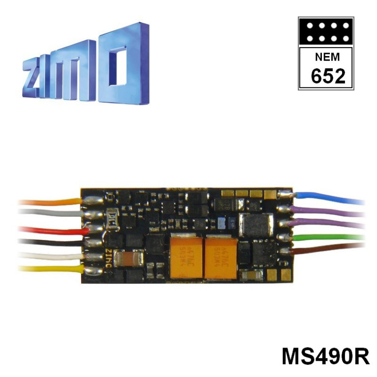 Décodeur miniature sonore 16 bits Zimo MS490 DCC 8 broches NEM652 MS490R - Maketis Décodeur miniature sonore 16 bits Zimo MS490 DCC 8 broches NEM652 MS490R - Maketis