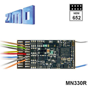 Décodeur standard HO Zimo MN330 DCC 10 fonctions 8 broches NEM652 MN330R - Maketis