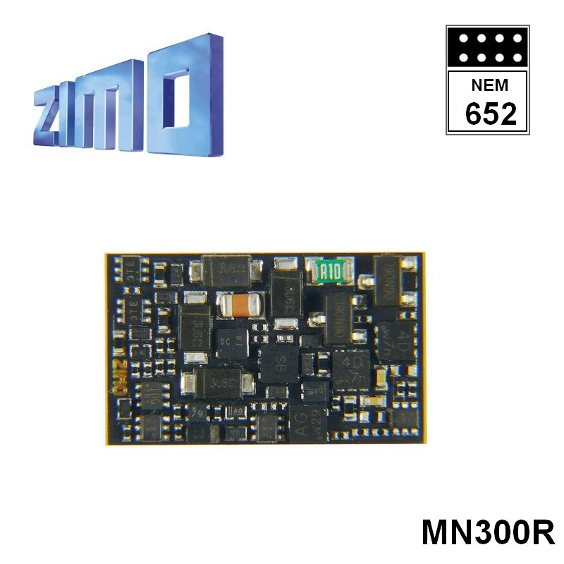 Décodeur miniature Zimo MN300 DCC 6 fonctions 8 broches NEM652 MN300R - Maketis