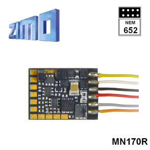 Décodeur miniature Zimo MN170 DCC 6 fonctions 8 broches NEM652 MN170R - Maketis