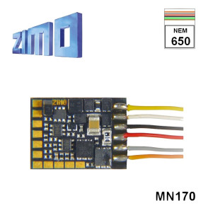 Décodeur miniature Zimo MN170 DCC 6 fonctions fils nus MN170 - Maketis