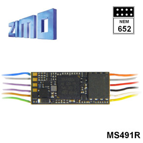 Décodeur miniature sonore 16 bits Zimo MS491 DCC 8 broches NEM652 MS491R - Maketis