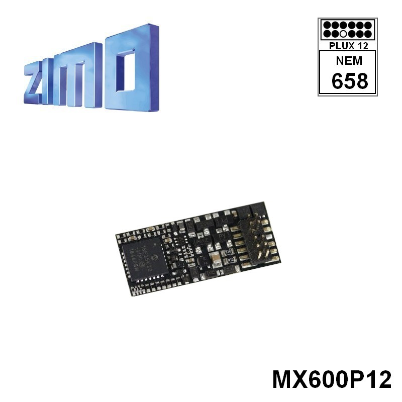 Décodeur Zimo MX600 DCC 4 fonctions avec interface Plux12 MX600P12- Maketis