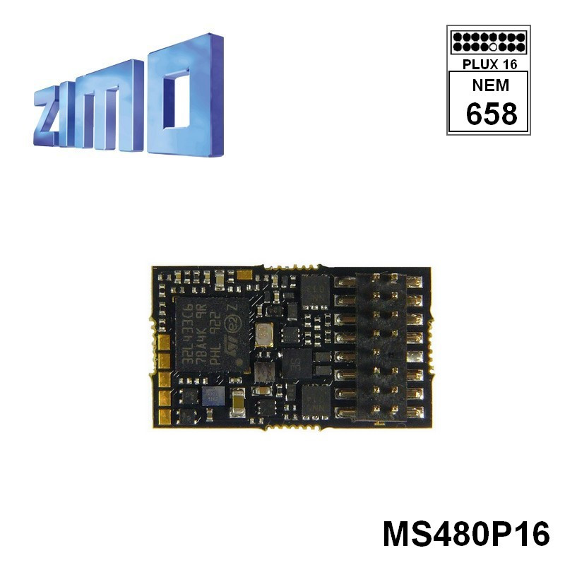 Décodeur sonore 16 bits Zimo MS480 DCC Plux16 MS480P16