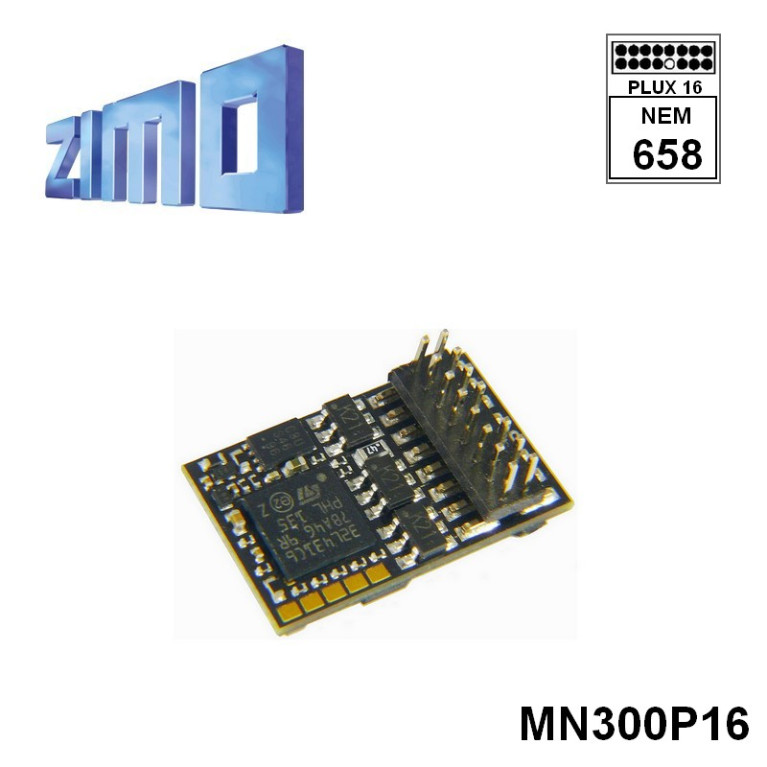 Décodeur miniature Zimo MN300 DCC 6 fonctions avec interface Plux16 MN300P16 - Maketis Décodeur miniature Zimo MN300 DCC 6 fonctions avec interface Plux16 MN300P16 - Maketis