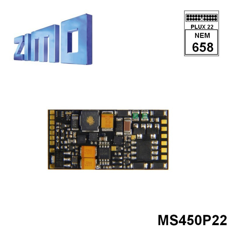 Décodeur sonore Zimo MS450 DCC avec interface Plux22 MS450P22 - Maketis Décodeur sonore Zimo MS450 DCC avec interface Plux22 MS450P22 - Maketis
