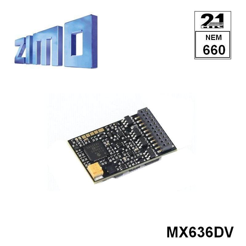 Décodeur Zimo MX636 DCC 10 fonctions avec interface Plux21MTC MX636VD