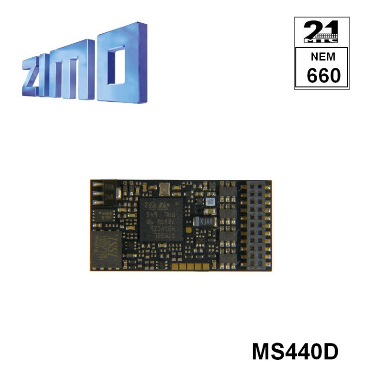 Décodeur sonore 16 bits Zimo MS440 DCC avec interface 21MTC MS440D Décodeur sonore 16 bits Zimo MS440 DCC avec interface 21MTC MS440D
