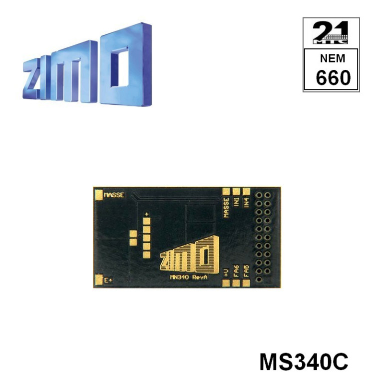 Décodeur standard HO Zimo MN340 DCC 4 fonctions avec interface 21MTC MN340C - Maketis Décodeur standard HO Zimo MN340 DCC 4 fonctions avec interface 21MTC MN340C - Maketis