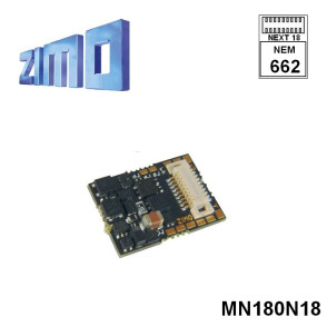 Décodeur miniature Zimo MN180 DCC 4 fonctions  interface Next 18 NEM662 MN180N18 - Maketis