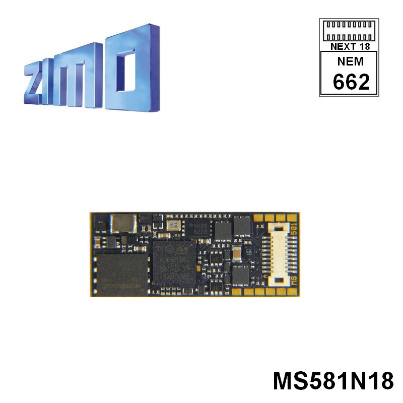 Décodeur sonore 16 bits Zimo MS581 DCC avec interface Next18 MS581N18 - Maketis