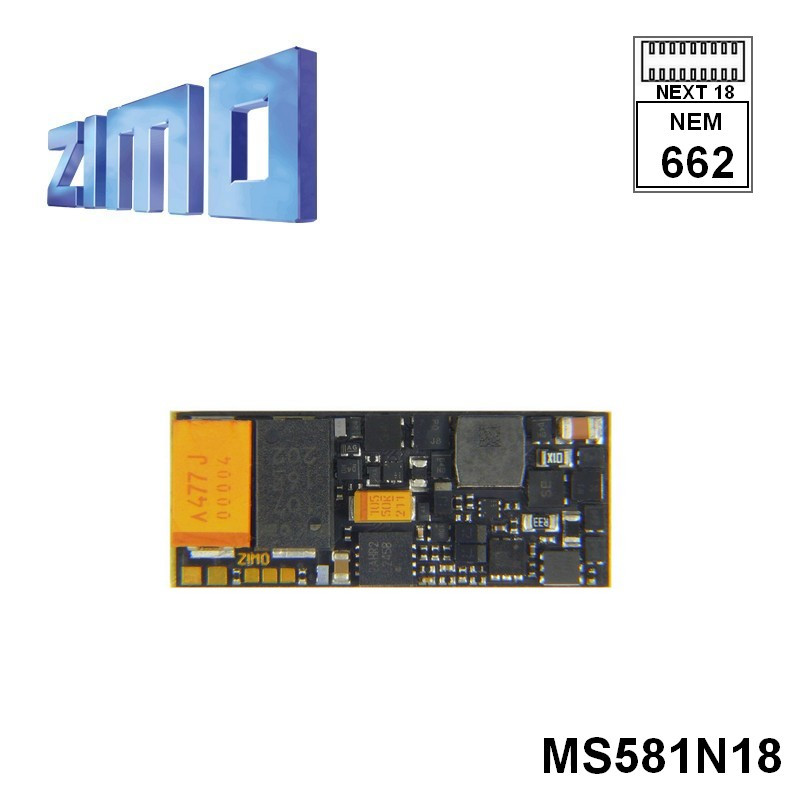 Décodeur sonore 16 bits Zimo MS581 DCC avec interface Next18 MS581N18 - Maketis
