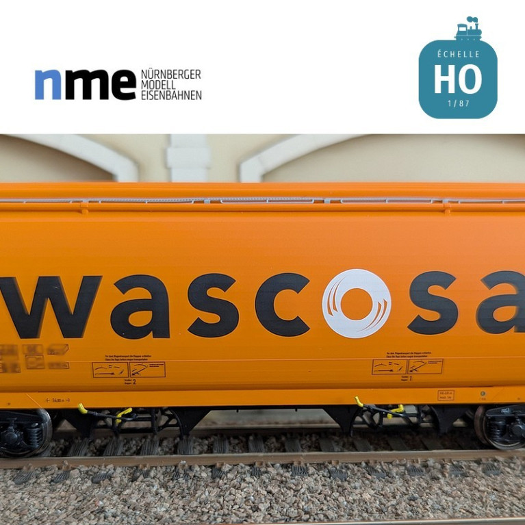 Wagon céréalier Tagnpps 95m³ WASCOVA orange Ep VI HO NME 509602 - Maketis