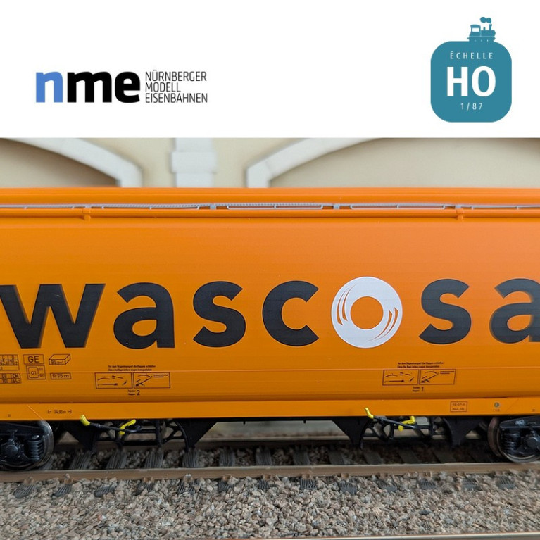 Wagon céréalier Tagnpps 95m³ WASCOVA orange Ep VI HO NME 509603 - Maketis