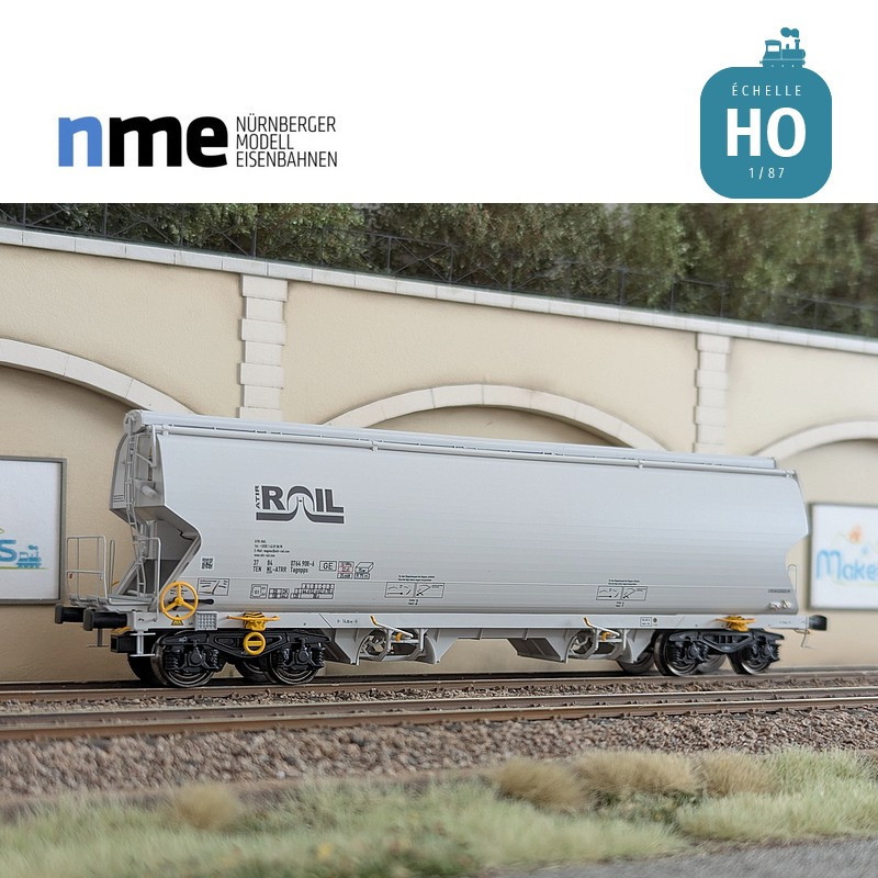 Wagon céréalier Tagnpps 95m³ ATIR gris clair Ep VI HO NME 509641 - Maketis