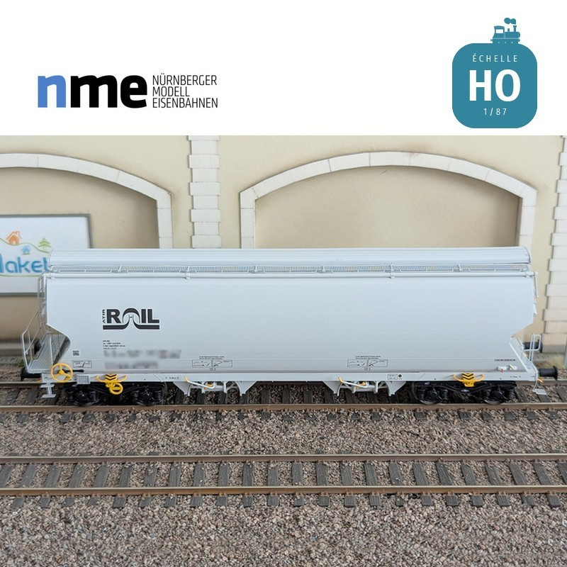 Wagon céréalier Tagnpps 95m³ ATIR gris clair Ep VI HO NME 509642 - Maketis