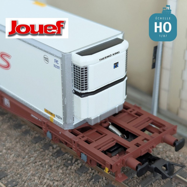 Wagon plat à bogies S70 avec caisse mobile "B. Dorchies" SNCF Ep VI HO Jouef HJ6279 - Maketis