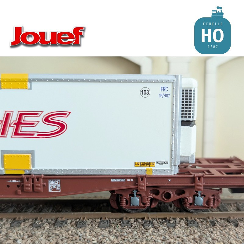 Wagon plat à bogies S70 avec caisse mobile "B. Dorchies" SNCF Ep VI HO Jouef HJ6279 - Maketis