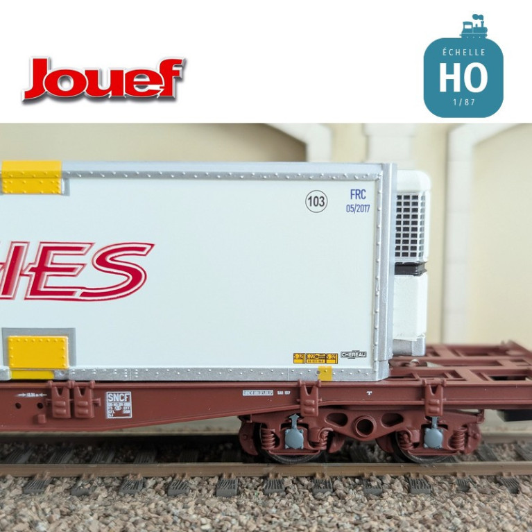 Wagon plat à bogies S70 avec caisse mobile "B. Dorchies" SNCF Ep VI HO Jouef HJ6279 - Maketis