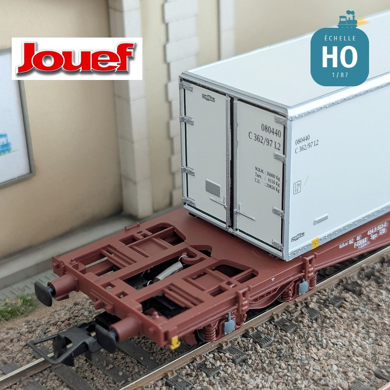 Wagon plat à bogies S70 avec caisse mobile "B. Dorchies" SNCF Ep VI HO Jouef HJ6279 - Maketis