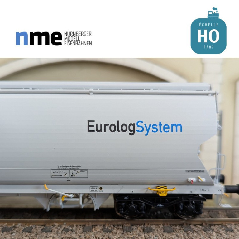 Wagon céréalier Tagnpps 95m3 ATIR EUROLOGSYSTEM gris clair Ep VI HO NME 509647 - Maketis