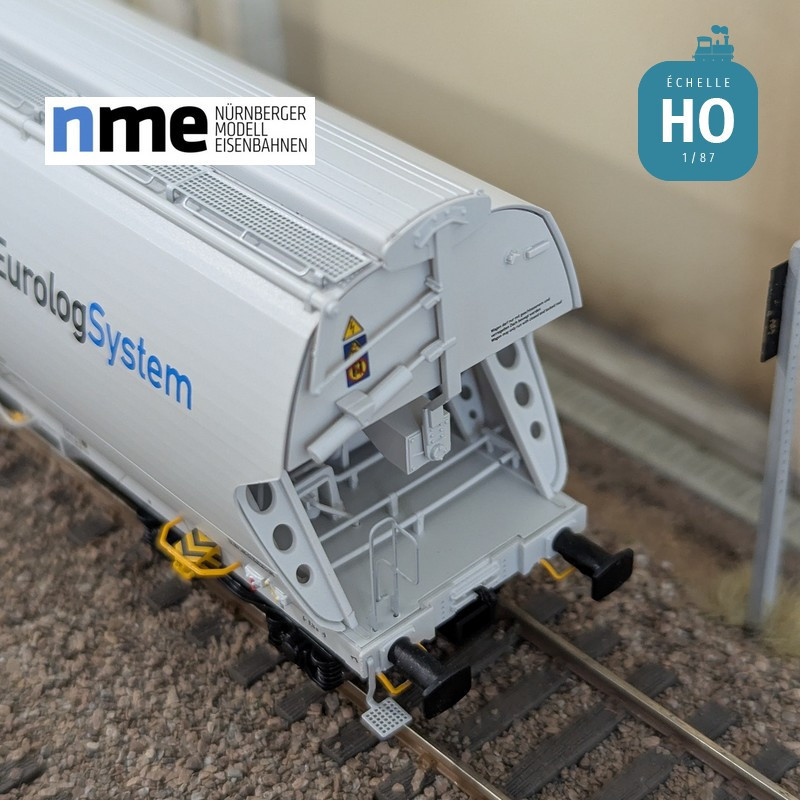 Wagon céréalier Tagnpps 95m3 ATIR EUROLOGSYSTEM gris clair Ep VI HO NME 509647 - Maketis