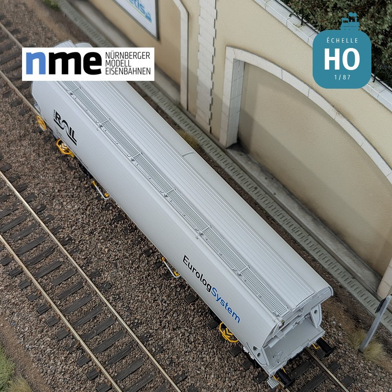 Wagon céréalier Tagnpps 95m3 ATIR EUROLOGSYSTEM gris clair Ep VI HO NME 509647 - Maketis