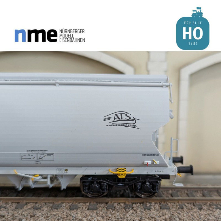 Wagon céréalier Tagnpps 95m3 ATIR ATS gris clair Ep VI HO NME 509648 - Maketis