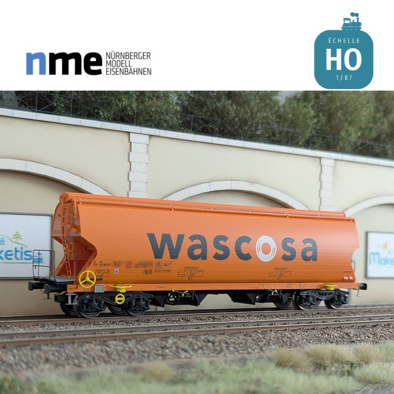 Wagon céréalier Tagnpps 95m3 WASCOSA orange Ep VI HO NME 509606 - Maketis