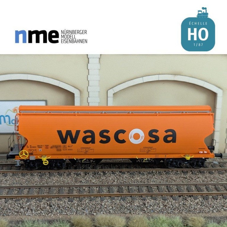 Wagon céréalier Tagnpps 95m3 WASCOSA orange Ep VI HO NME 509606 - Maketis