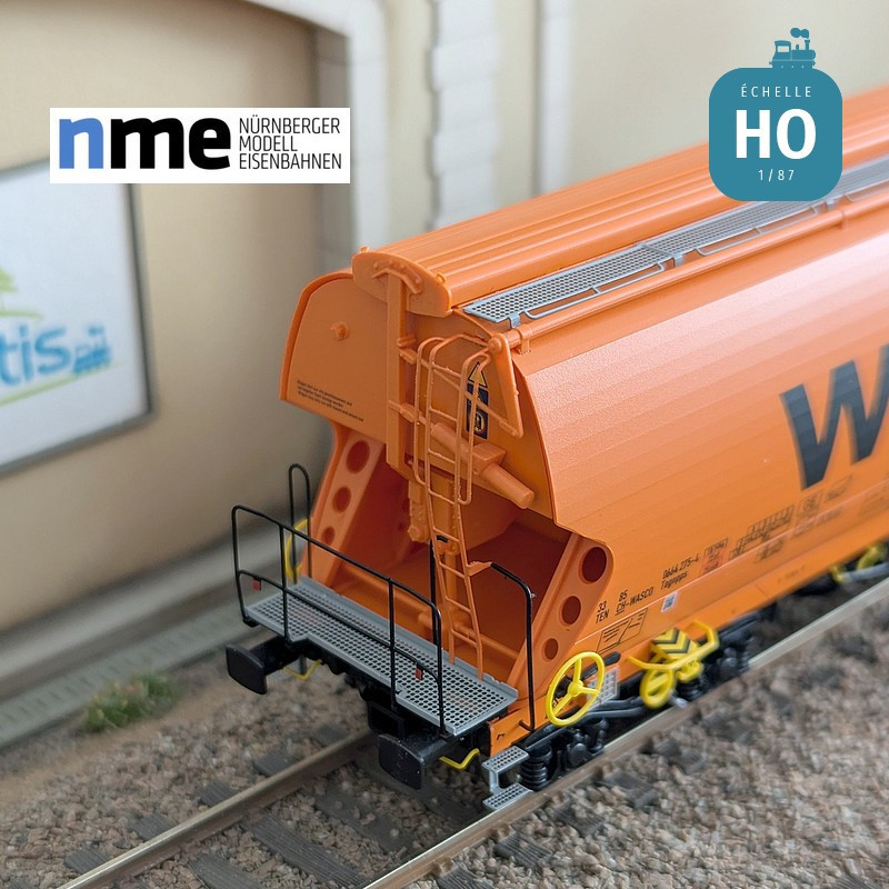 Wagon céréalier Tagnpps 95m3 WASCOSA orange Ep VI HO NME 509606 - Maketis