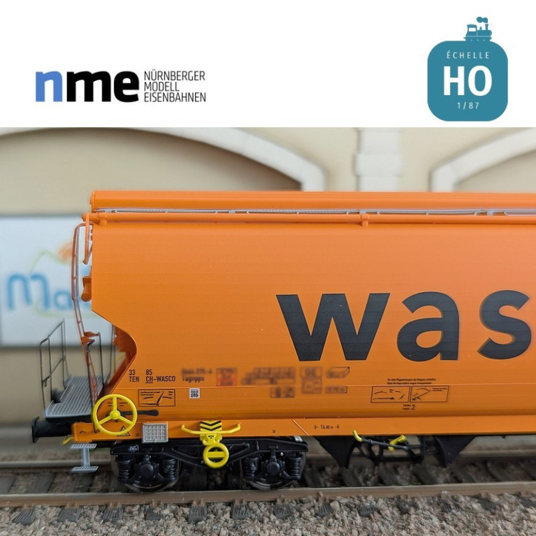 Wagon céréalier Tagnpps 95m3 WASCOSA orange Ep VI HO NME 509606 - Maketis