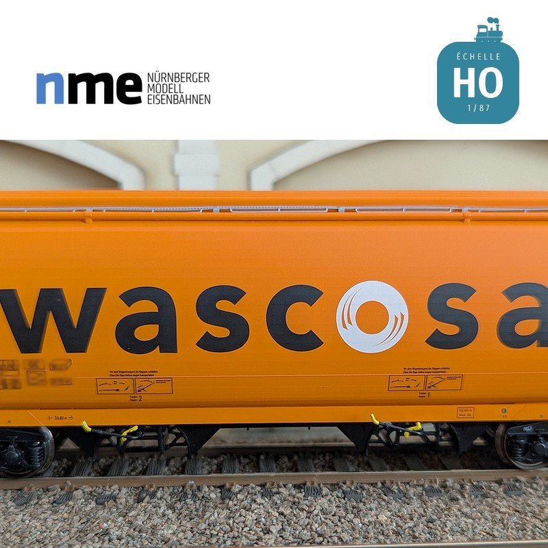 Wagon céréalier Tagnpps 95m3 WASCOSA orange Ep VI HO NME 509606 - Maketis