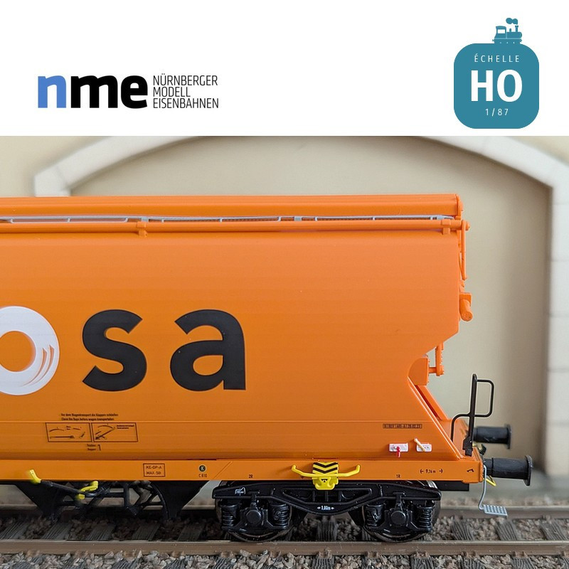 Wagon céréalier Tagnpps 95m3 WASCOSA orange Ep VI HO NME 509606 - Maketis